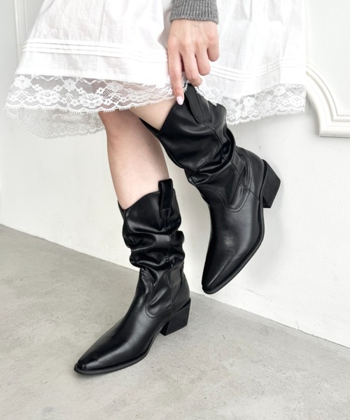 Loueme（ルエム）の「スラウチーウエスタンブーツ（ブーツ・レディース・ブラック/ベージュ/ブラウン・24.5cm/23.5cm）」の13枚目の写真