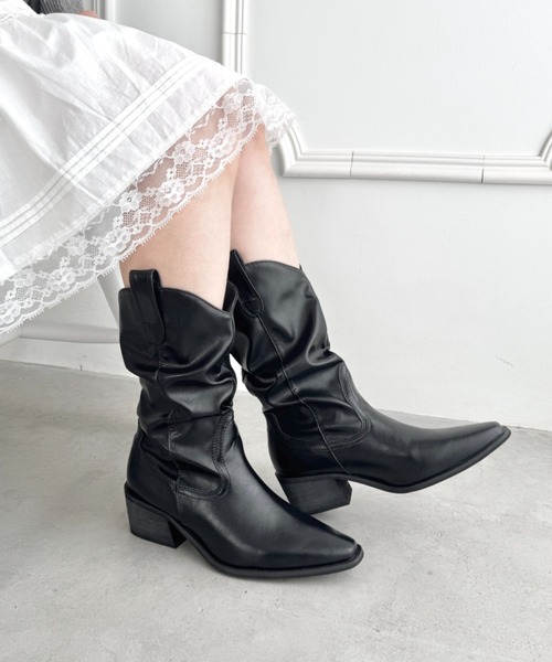 Loueme（ルエム）の「スラウチーウエスタンブーツ（ブーツ・レディース・ブラック/ベージュ/ブラウン・24.5cm/23.5cm）」の12枚目の写真