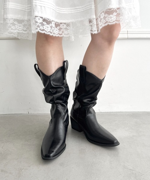 Loueme（ルエム）の「スラウチーウエスタンブーツ（ブーツ・レディース・ブラック/ベージュ/ブラウン・24.5cm/23.5cm）」の14枚目の写真