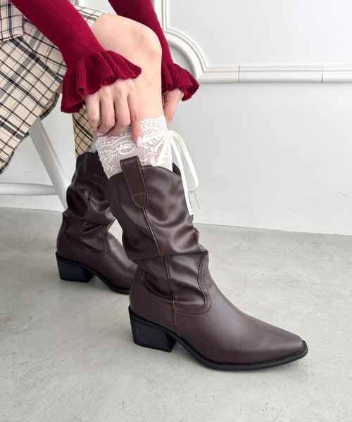 Loueme（ルエム）の「スラウチーウエスタンブーツ（ブーツ・レディース・ブラック/ベージュ/ブラウン・24.5cm/23.5cm）」の21枚目の写真