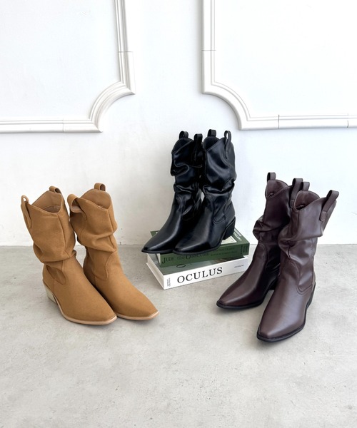 Loueme（ルエム）の「スラウチーウエスタンブーツ（ブーツ・レディース・ブラック/ベージュ/ブラウン・24.5cm/23.5cm）」の5枚目の写真