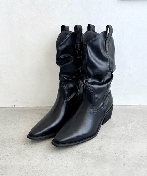 Loueme（ルエム）の「スラウチーウエスタンブーツ（ブーツ・レディース・ブラック/ベージュ/ブラウン・24.5cm/23.5cm）」の6枚目の写真