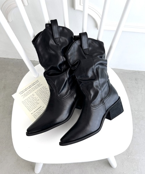 Loueme（ルエム）の「スラウチーウエスタンブーツ（ブーツ・レディース・ブラック/ベージュ/ブラウン・24.5cm/23.5cm）」の19枚目の写真