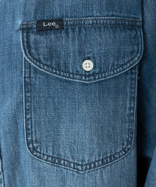 Lee（リー）の「Lee/リー こなれデニムシャツ　ゆるっとサイズ ライトオンスで着やすい 羽織 シャツ（シャツ/ブラウス・レディース・ブルー/ライトインディゴブルー・SMALL/MEDIUM）」の10枚目の写真
