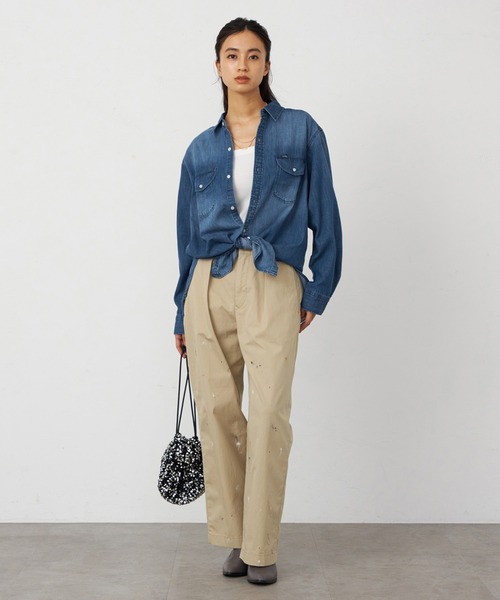 セール】Lee/リー こなれデニムシャツ ゆるっとサイズ ライトオンスで