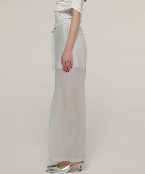JOSE MOON(ジョゼムーン)の「CROSS SLIT SHEER PANTS/クロススリットシアーパンツ(その他パンツ・レディース・ミント/アイボリー/ブラック・36/38)」の10枚目の写真