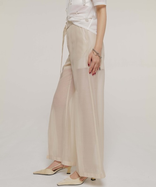 JOSE MOON(ジョゼムーン)の「CROSS SLIT SHEER PANTS/クロススリットシアーパンツ(その他パンツ・レディース・ミント/アイボリー/ブラック・36/38)」の15枚目の写真