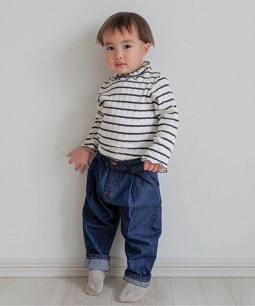 BREEZE（ブリーズ）の「【ジュニア対応】ジャガードテレコボーダーTシャツ（Tシャツ/カットソー・キッズ・ピンク/オフホワイト・80/90/100/110/120/130/140）」の9枚目の写真