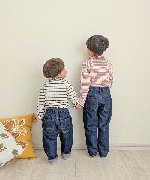 BREEZE（ブリーズ）の「【ジュニア対応】ジャガードテレコボーダーTシャツ（Tシャツ/カットソー・キッズ・ピンク/オフホワイト・80/90/100/110/120/130/140）」の10枚目の写真