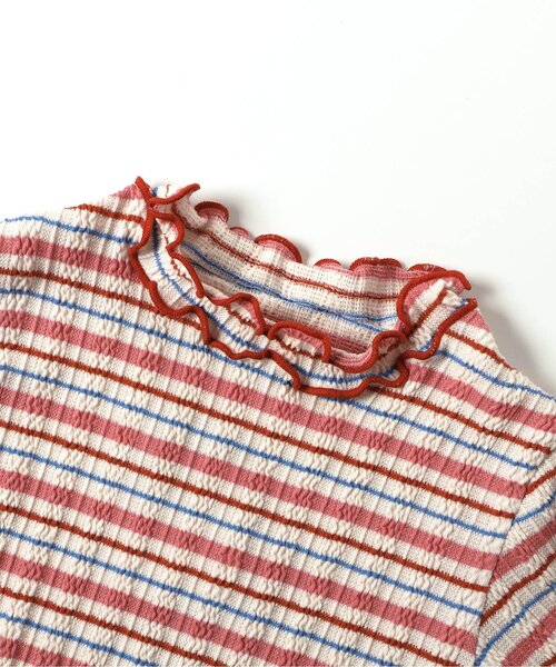 BREEZE（ブリーズ）の「【ジュニア対応】ジャガードテレコボーダーTシャツ（Tシャツ/カットソー・キッズ・ピンク/オフホワイト・80/90/100/110/120/130/140）」の15枚目の写真