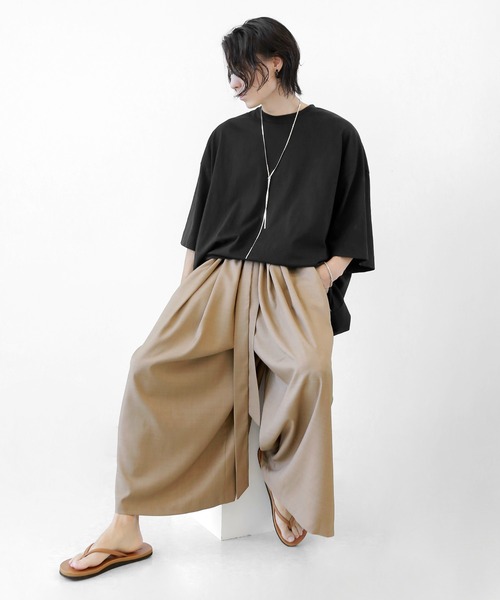 minsobi（ミンソビ）の「タックストラップワイドパンツ（その他パンツ・メンズ・ダークネイビー/ベージュ・FREE）」の6枚目の写真