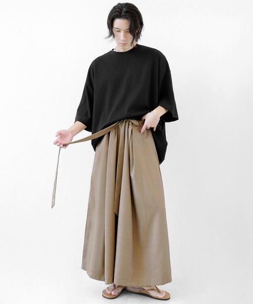 minsobi（ミンソビ）の「タックストラップワイドパンツ（その他パンツ・メンズ・ダークネイビー/ベージュ・FREE）」の8枚目の写真