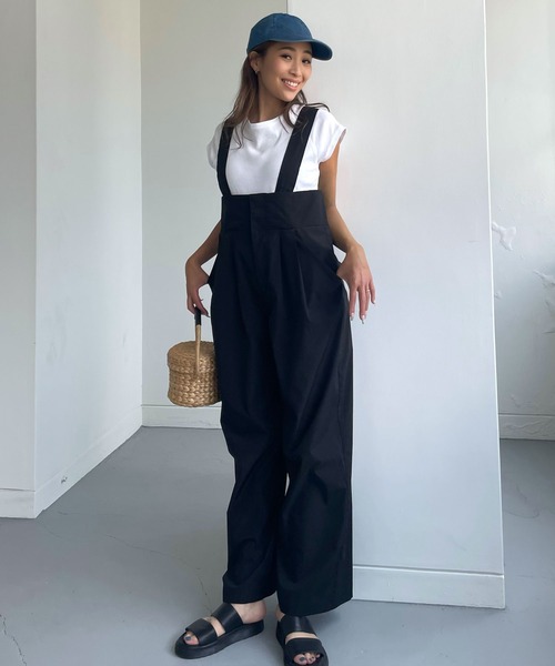 軽撥水UVカットハイウェストサロペットパンツ（サロペット