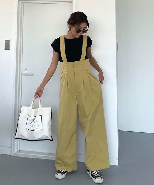 軽撥水UVカットハイウェストサロペットパンツ（サロペット