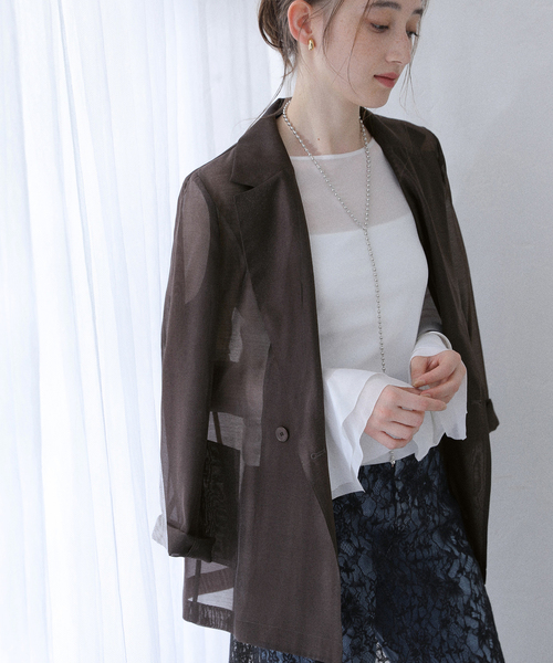 La TOTALITE（ラトータリテ）の「《追加》【洗える】ウォッシャブルシアージャケット（その他アウター・レディース・ブラウン/チャコールグレー・36/38）」の2枚目の写真
