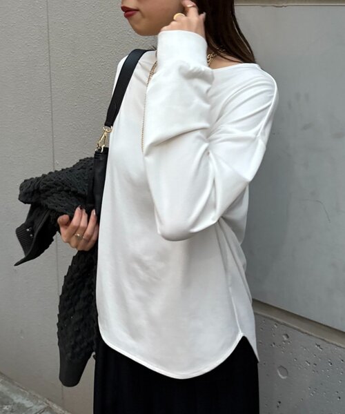 Jena espace merveilleux（ジェナ　エスパスメルヴェイユ）の「【ニットの下に重ねて◎】カットジョーゼットブラウス（シャツ/ブラウス・レディース・ブラック/オフホワイト・FREE）」の7枚目の写真