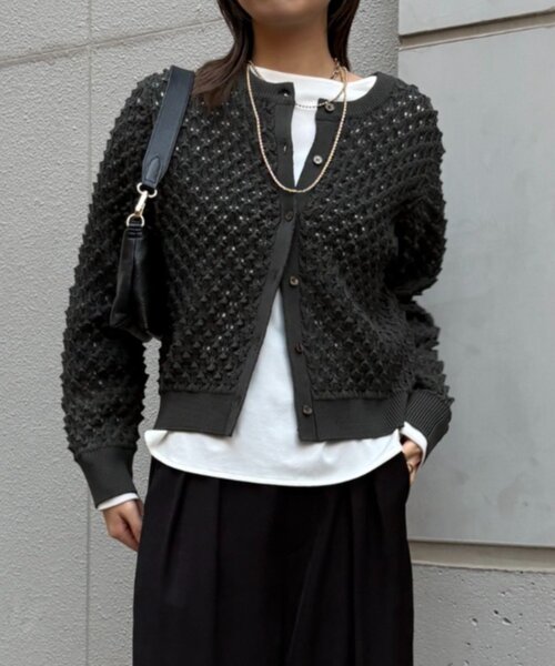 Jena espace merveilleux（ジェナ　エスパスメルヴェイユ）の「【ニットの下に重ねて◎】カットジョーゼットブラウス（シャツ/ブラウス・レディース・ブラック/オフホワイト・FREE）」の9枚目の写真