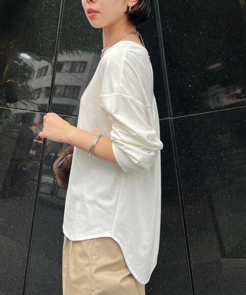 Jena espace merveilleux（ジェナ　エスパスメルヴェイユ）の「【ニットの下に重ねて◎】カットジョーゼットブラウス（シャツ/ブラウス・レディース・ブラック/オフホワイト・FREE）」の15枚目の写真