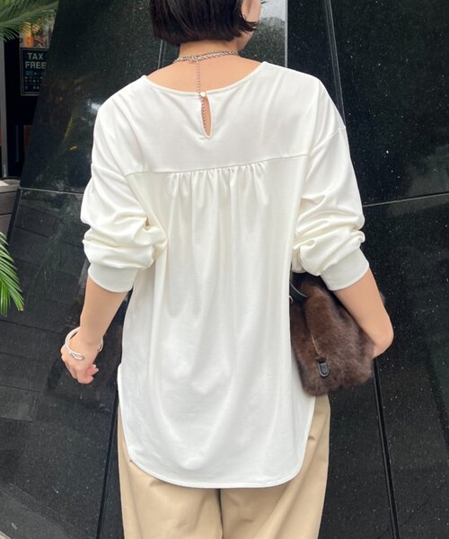 Jena espace merveilleux（ジェナ　エスパスメルヴェイユ）の「【ニットの下に重ねて◎】カットジョーゼットブラウス（シャツ/ブラウス・レディース・ブラック/オフホワイト・FREE）」の17枚目の写真