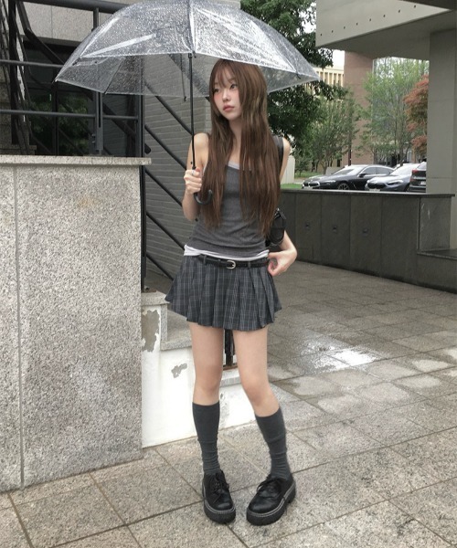 anyonemore(エニワンモア)の「ベルト付きチェックミニプリーツスカート(スカート・レディース・チャコール・LARGE/MEDIUM)」の8枚目の写真