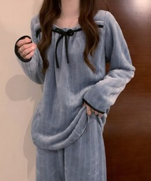 SAISON DE PAPILLON（セゾンドパピヨン）の「【セットアップ】リボン付き フリース 上下セット ルームウェア パジャマ（ルームウェア/パジャマ）」