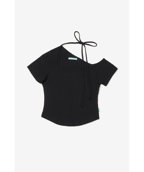 InstantFunk(インスタントファンク)の「【INSTANTFUNK】リボン ワンショルダーショートスリーブ トップ(Tシャツ/カットソー・レディース・ライトブルー/アイボリー/ブラック・FREE)」の2枚目の写真