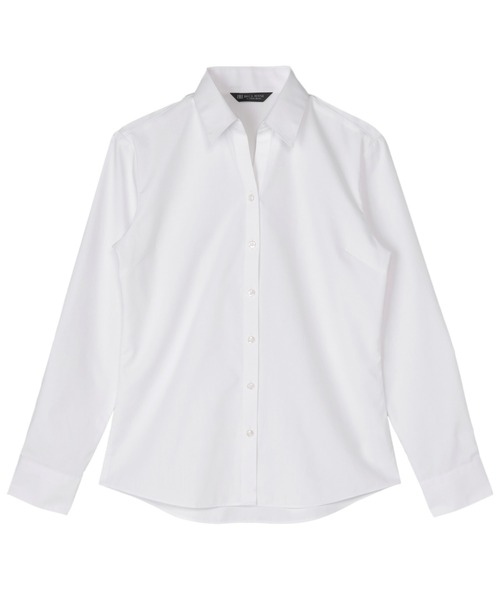 TOKYO SHIRTS(トウキョウシャツ)の「【透け防止】 形態安定ノーアイロン スキッパー 長袖ビジネスワイシャツ(ビジネスシャツ・レディース・ホワイト・LL/S/M/L/XL/XS)」の1枚目の写真