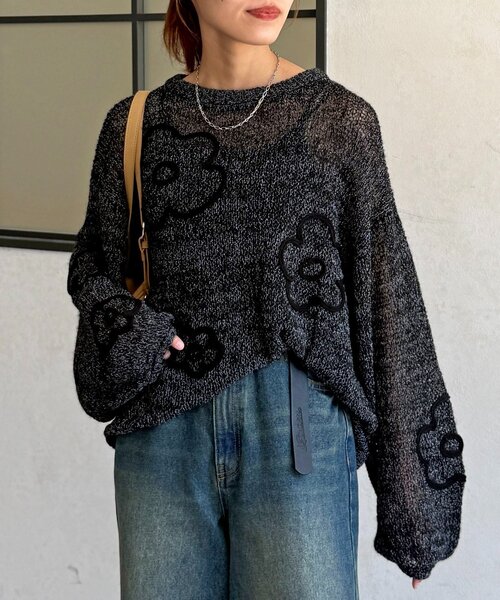 コード刺繍透かし編みニット（ニット/セーター）｜CPCM