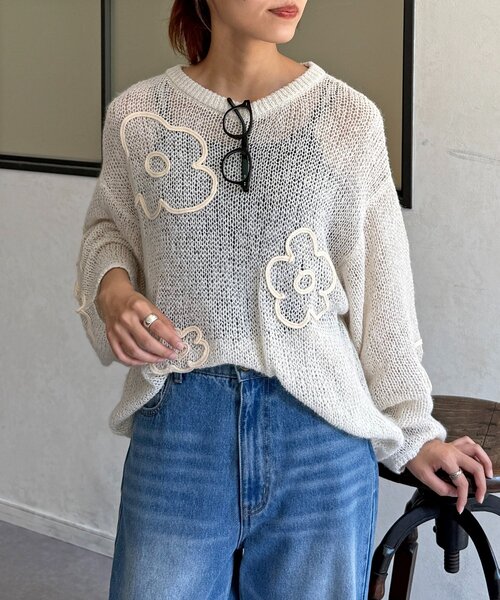 コード刺繍透かし編みニット（ニット/セーター）｜CPCM