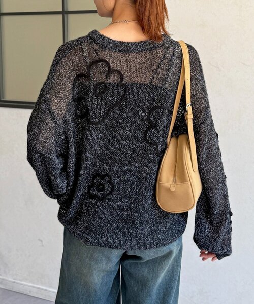 CPCM（シーピーシーエム）の「コード刺繍透かし編みニット（ニット/セーター・レディース・レッド/ブラック/アイボリー・FREE）」の16枚目の写真