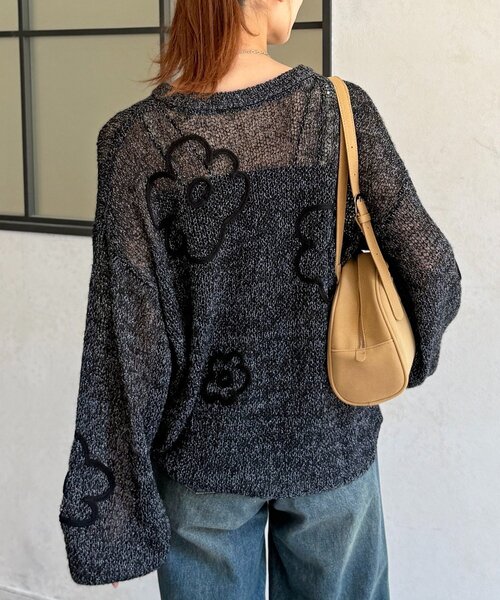 CPCM（シーピーシーエム）の「コード刺繍透かし編みニット（ニット/セーター・レディース・レッド/ブラック/アイボリー・FREE）」の17枚目の写真