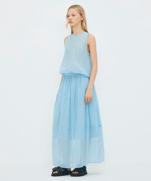 caban（キャバン）の「コットンシルクオーガンジー ロングスカート（スカート・レディース・ライトブルー/ネイビー・S/XS）」の12枚目の写真
