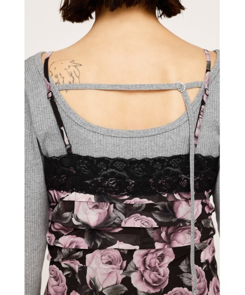 SLY（スライ）の「FLOWER LACE CAMI S/OP フラワーレース キャミ ショートワンピース 秋服 キャミワンピース（ワンピース・レディース・ブラウン/ピンク・FREE）」の12枚目の写真