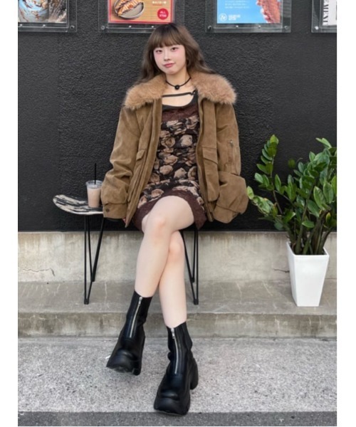 SLY（スライ）の「FLOWER LACE CAMI S/OP フラワーレース キャミ ショートワンピース 秋服 キャミワンピース（ワンピース・レディース・ブラウン/ピンク・FREE）」の21枚目の写真