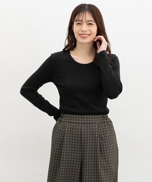 CINEMA CLUB(シネマクラブ)の「オーガニックUネックT(Tシャツ/カットソー・レディース・レッド系その他/ブラック×ベージュ/ブラック/ブラウン系/ネイビー系・L/LL/M)」の8枚目の写真