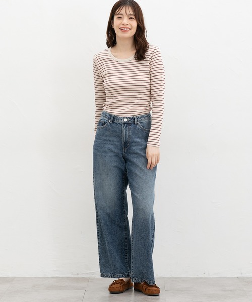 CINEMA CLUB(シネマクラブ)の「オーガニックUネックT(Tシャツ/カットソー・レディース・レッド系その他/ブラック×ベージュ/ブラック/ブラウン系/ネイビー系・L/LL/M)」の12枚目の写真
