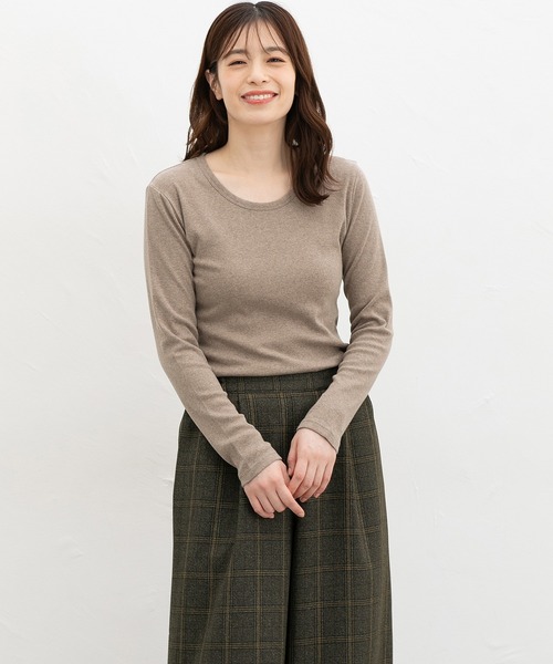 CINEMA CLUB(シネマクラブ)の「オーガニックUネックT(Tシャツ/カットソー・レディース・レッド系その他/ブラック×ベージュ/ブラック/ブラウン系/ネイビー系・L/LL/M)」の15枚目の写真