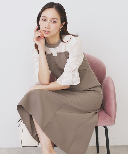 セール】ドッキングマーメイドフレアワンピース【洗濯機OK/イージー