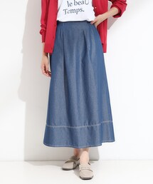DRESKIP | 【S-LL】配色ステッチがアクセント デニムフレアスカート(スカート)
