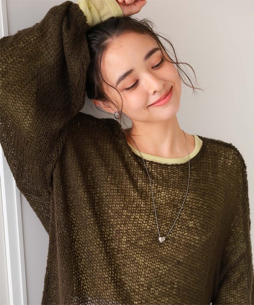 titivate（ティティベイト）の「モヘアタッチローゲージシアーニット（ニット/セーター・レディース・ホワイト系その他/ライトグレー/ピンク/ブラウン・M）」の21枚目の写真