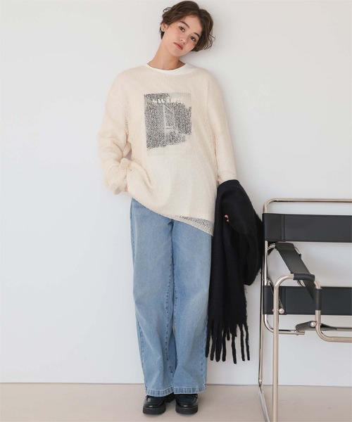 titivate（ティティベイト）の「モヘアタッチローゲージシアーニット（ニット/セーター・レディース・ホワイト系その他/ライトグレー/ピンク/ブラウン・M）」の5枚目の写真