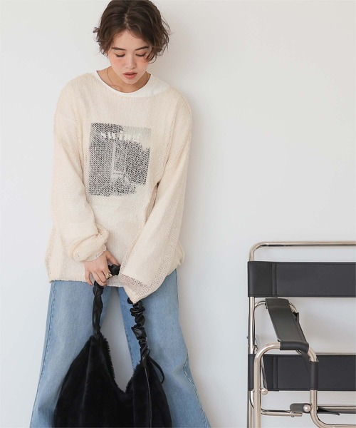 titivate（ティティベイト）の「モヘアタッチローゲージシアーニット（ニット/セーター・レディース・ホワイト系その他/ライトグレー/ピンク/ブラウン・M）」の8枚目の写真