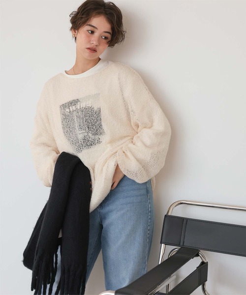 titivate（ティティベイト）の「モヘアタッチローゲージシアーニット（ニット/セーター・レディース・ホワイト系その他/ライトグレー/ピンク/ブラウン・M）」の10枚目の写真