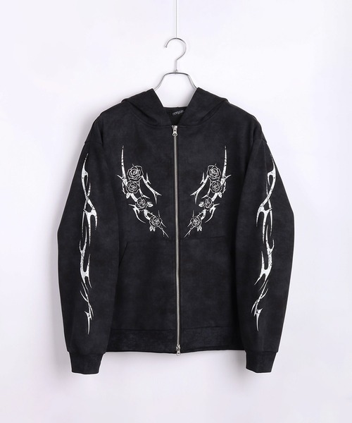 WESTSEA（ウエストシー）の「トライバル薔薇モチーフ フルジップパーカー（パーカー・メンズ・ブラック/ワイン/ブラウン系その他/ブラック系その他/ワイン系/ブラウン・L/M）」の12枚目の写真