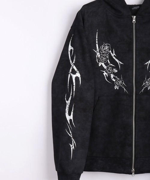 WESTSEA（ウエストシー）の「トライバル薔薇モチーフ フルジップパーカー（パーカー・メンズ・ブラック/ワイン/ブラウン系その他/ブラック系その他/ワイン系/ブラウン・L/M）」の15枚目の写真