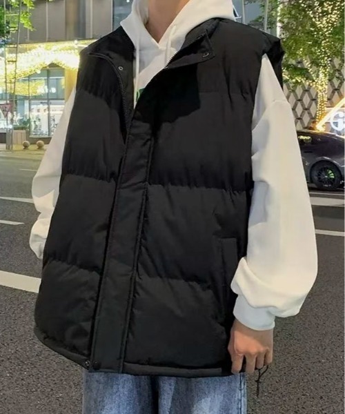 link lot(リンクロット)の「シンプルデザインスタンドネックパテッドベスト(ダウンベスト・メンズ・ブラック/アイボリー・M/L)」の5枚目の写真
