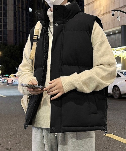 link lot(リンクロット)の「シンプルデザインスタンドネックパテッドベスト(ダウンベスト・メンズ・ブラック/アイボリー・M/L)」の7枚目の写真