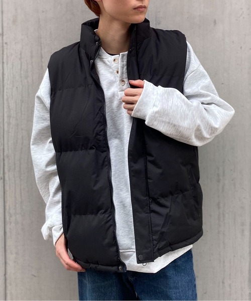 link lot(リンクロット)の「シンプルデザインスタンドネックパテッドベスト(ダウンベスト・メンズ・ブラック/アイボリー・M/L)」の21枚目の写真
