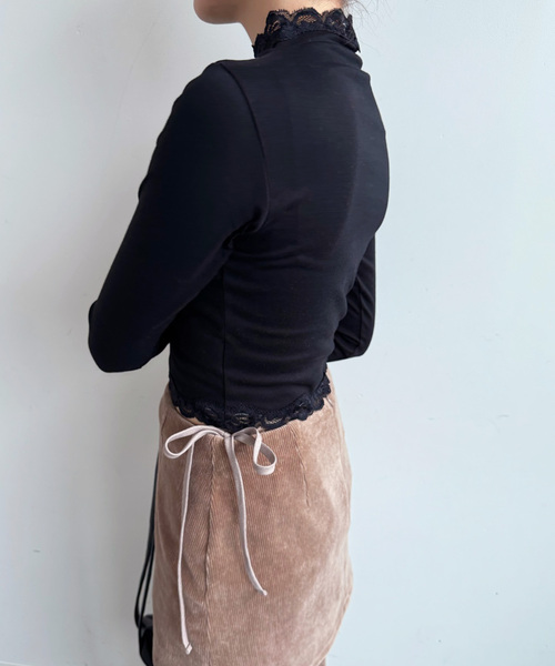 edit for lulu レーストリムハイネックトップ 追加》レーストリムハイネックトップ（Tシャツ／カットソー）｜EDIT