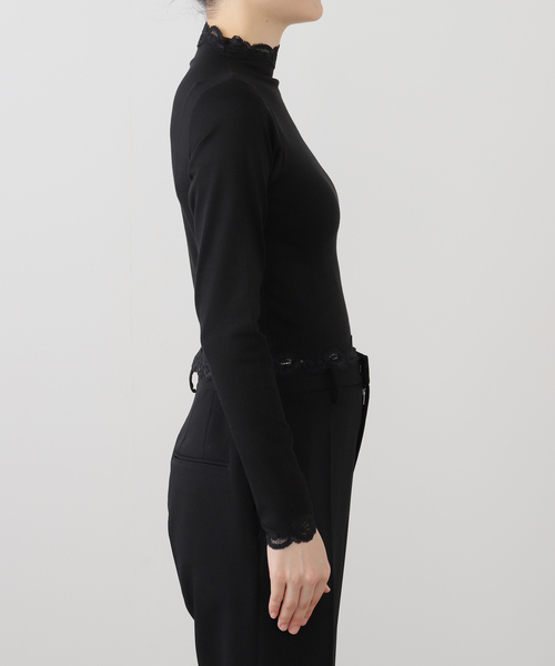 追加》レーストリムハイネックトップ（Tシャツ/カットソー）｜EDIT